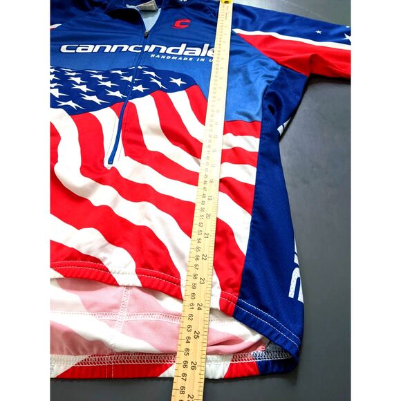 Men's Cannondale Cycling Pullover Zip Jersey Shirt XL Red White Blue USA Flag - Picture 3 of 7